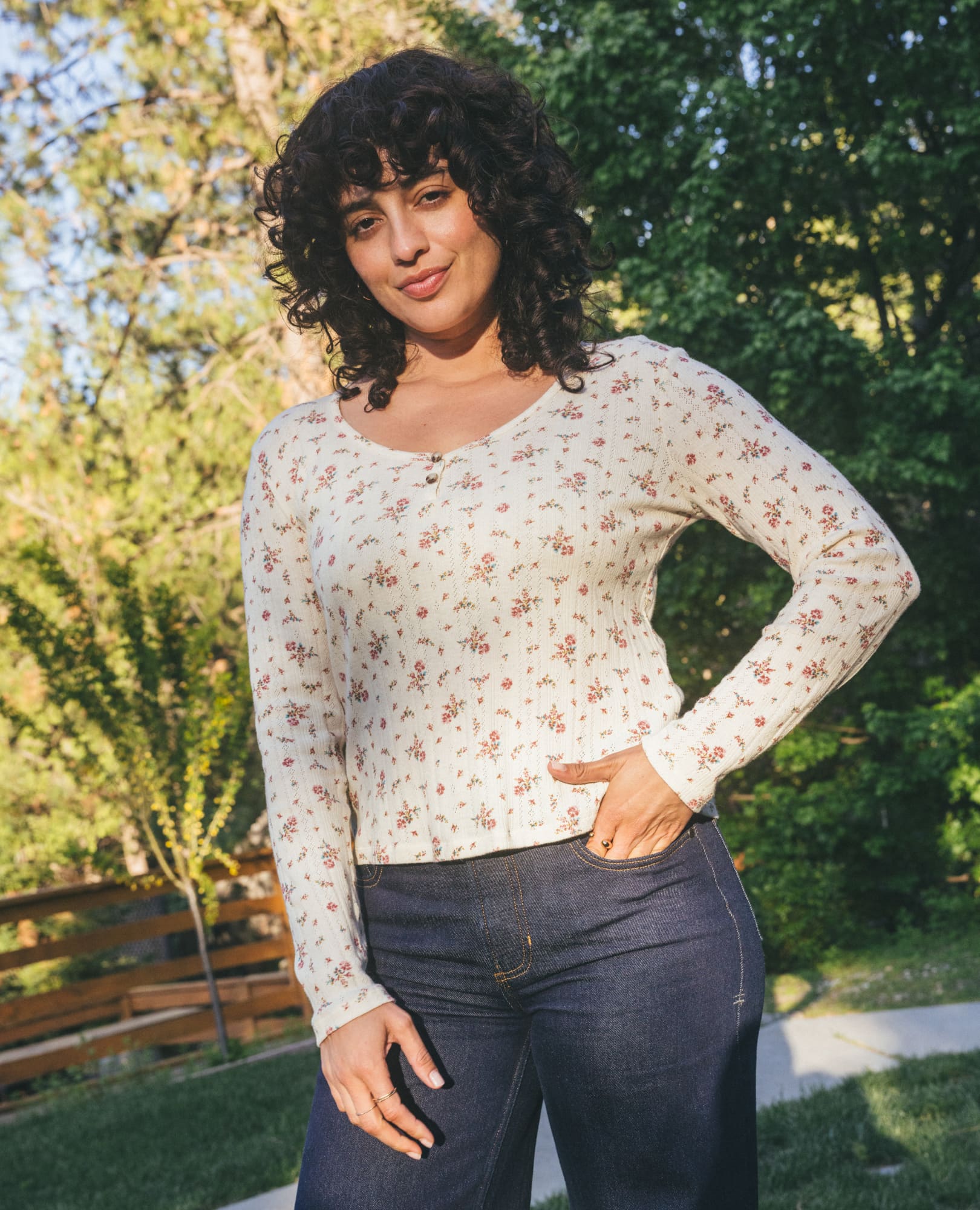 Foothill Pointelle Henley Tee