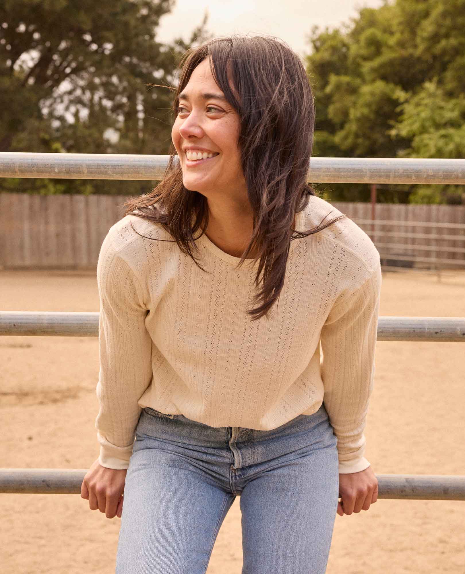 Foothill Pointelle Long Sleeve Crew